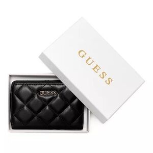 Guess Quilted Black Card Holder